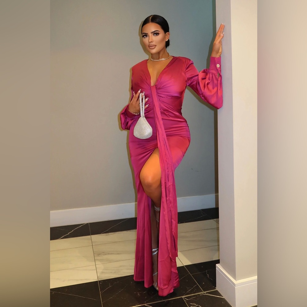 Queen Moment Satin Maxi Dress